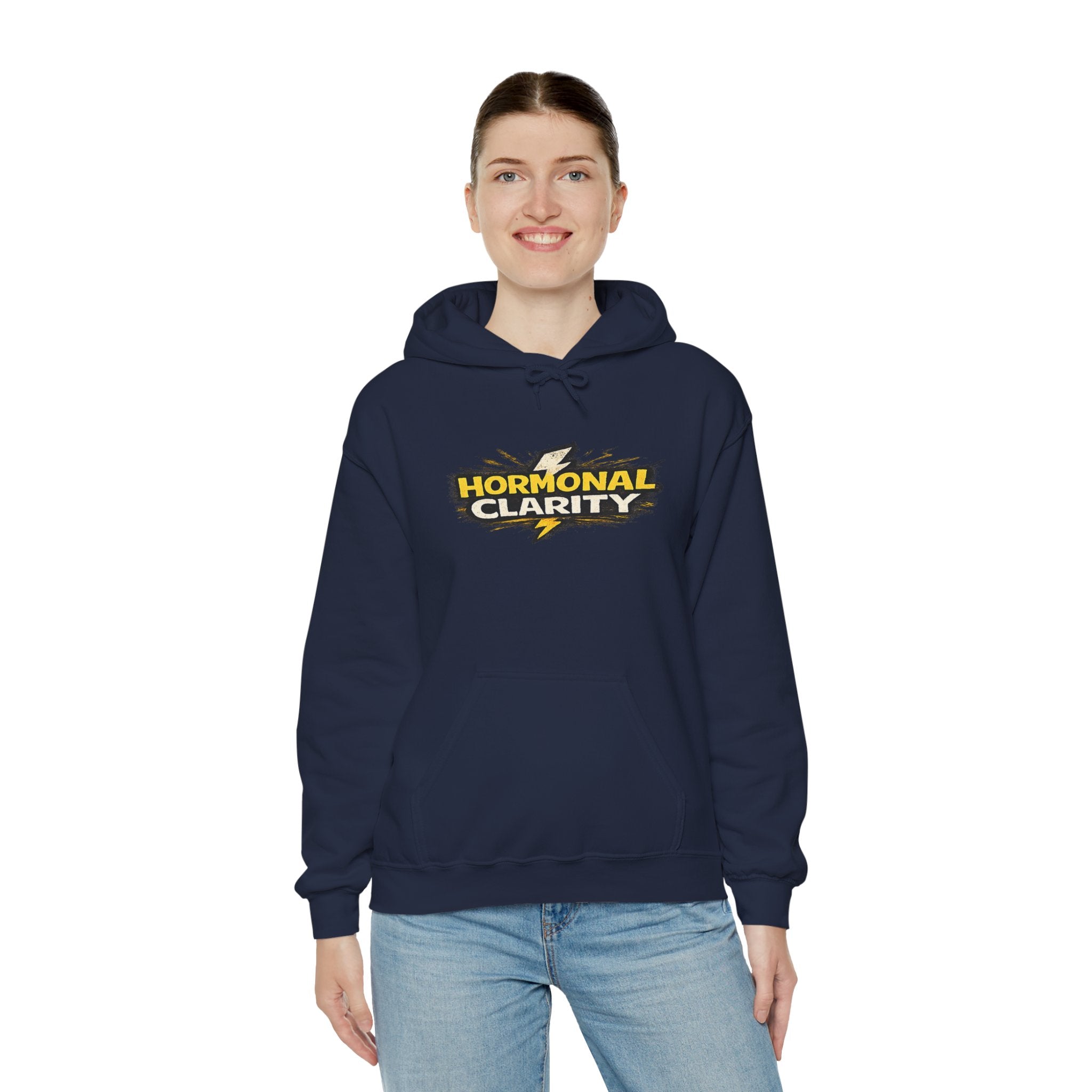 Hormonal Clarity Hoodie — Bold Lightning Graphic Women's Health Awareness Sweatshirt