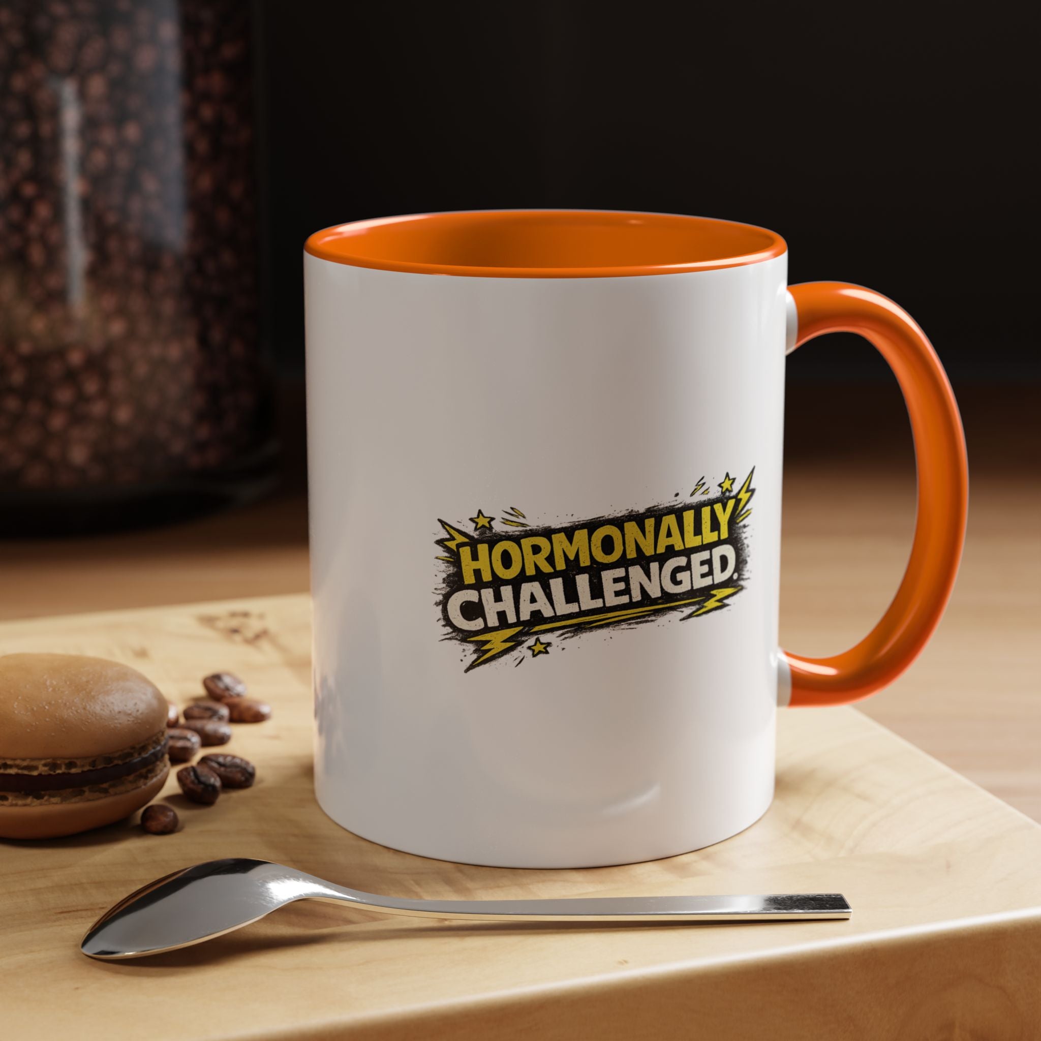 "Hormonally challenged" Coffee Mug  Accent Ceramic Mug (11oz)