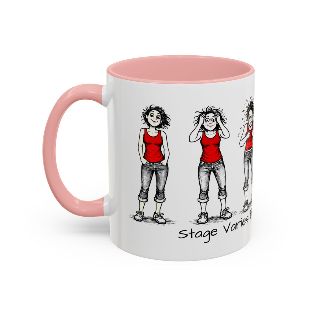 Coffee Mug — "Mood Varies By Day (Or Hourly)" Illustrated Sarcastic Cartoon USA/CAN