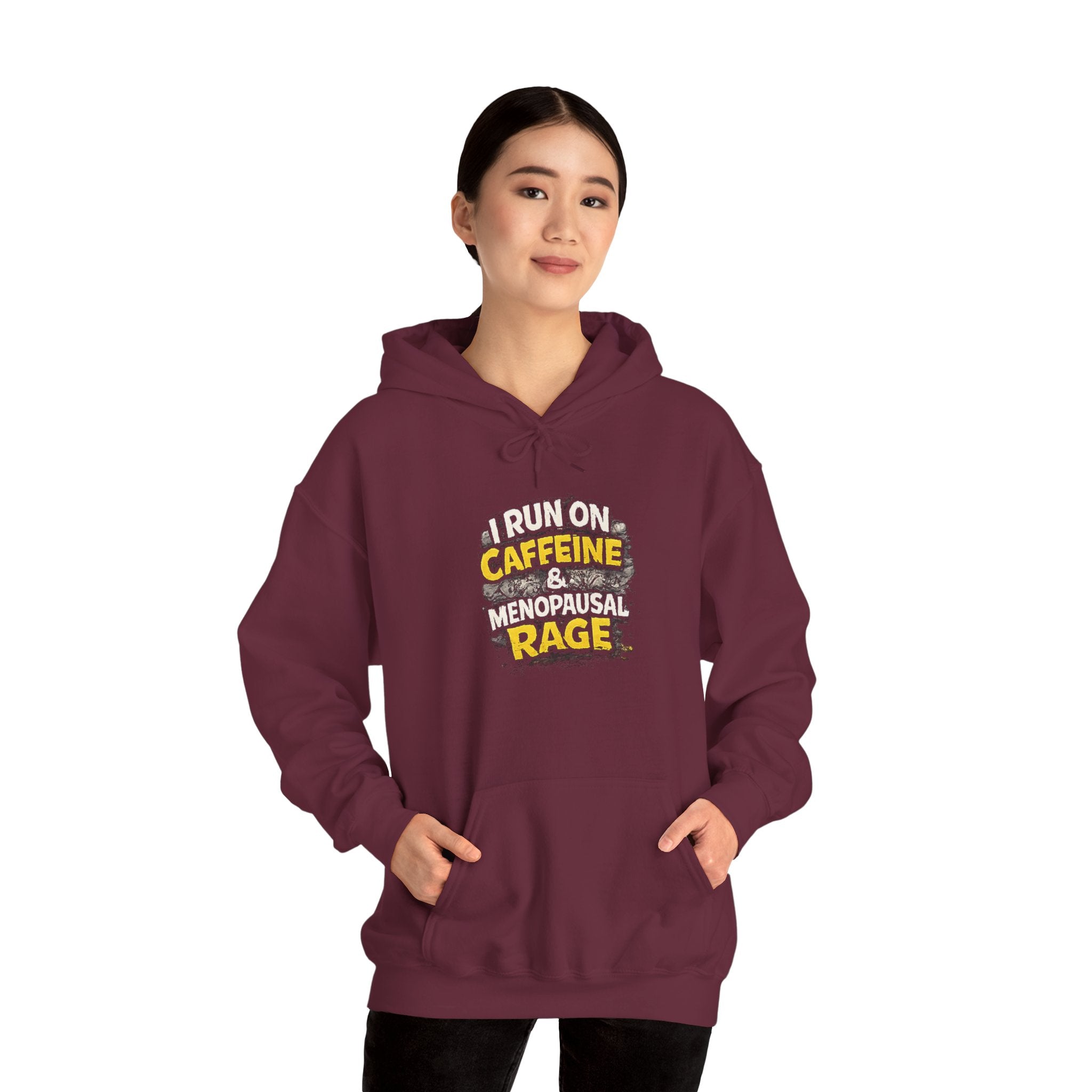 Menopause Hoodie — “I Run on Caffeine & Menopausal Rage” Funny Sweatshirt