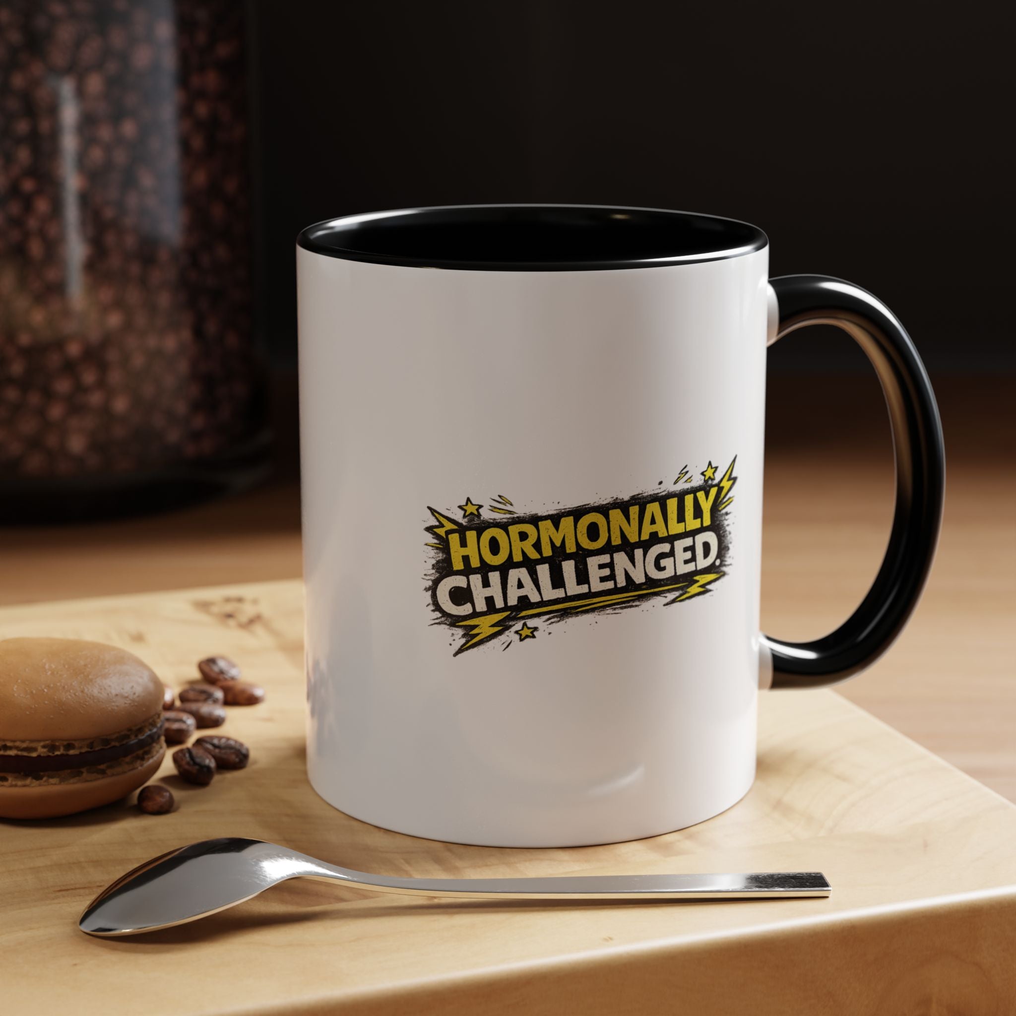 "Hormonally challenged" Coffee Mug  Accent Ceramic Mug (11oz)