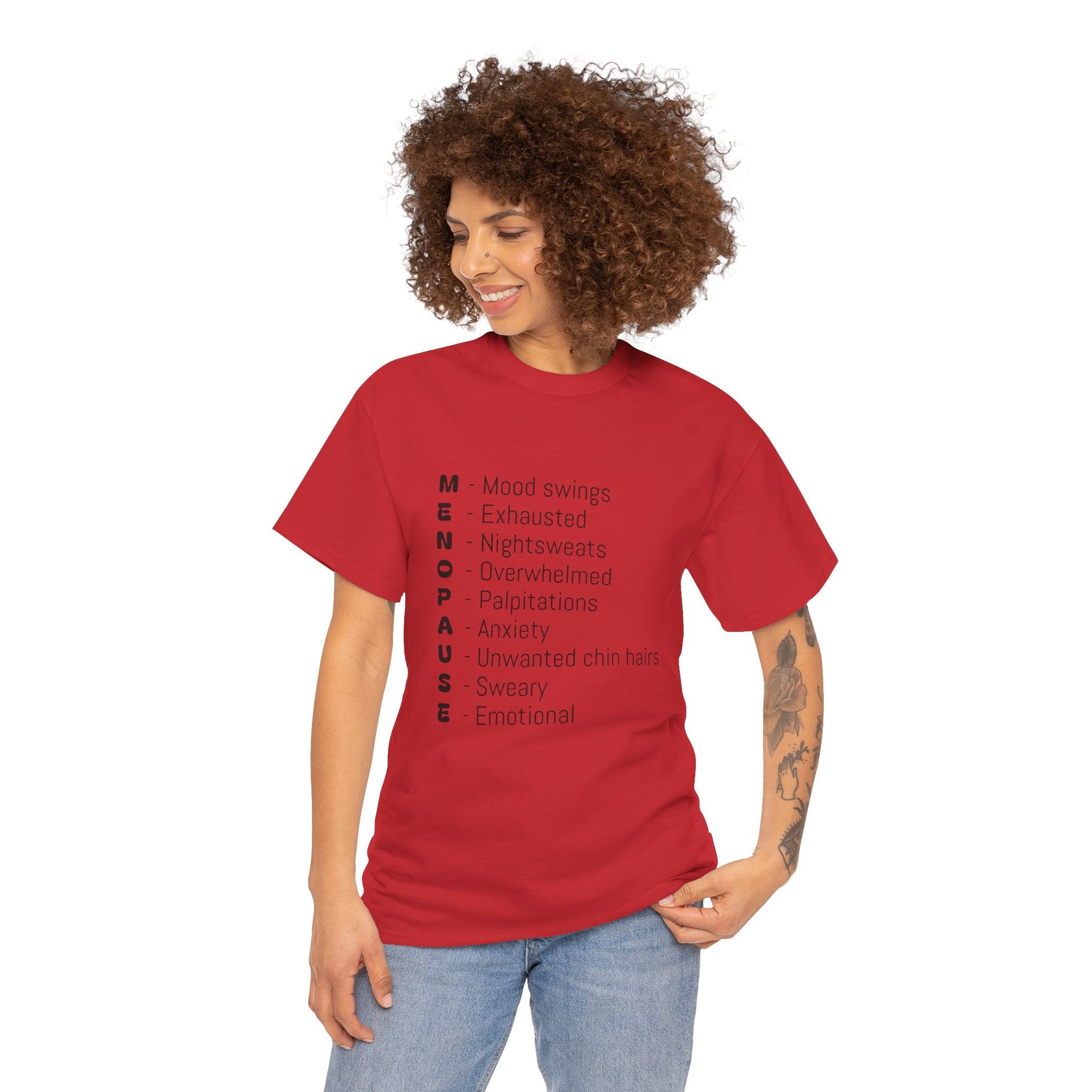 Menopause Symptoms List T-Shirt — Menopause Awareness Tee