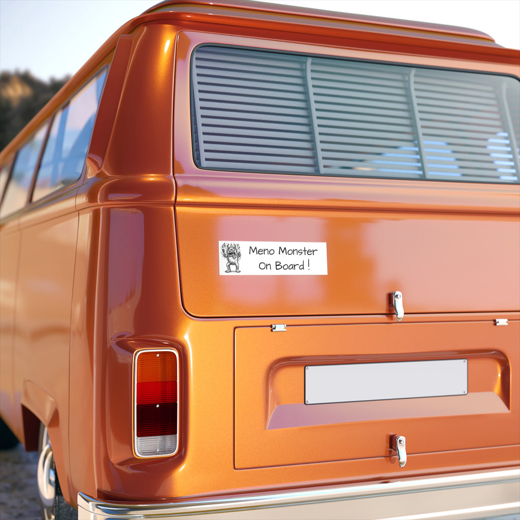 Bumper Sticker — “Meno Monster On Board!” Funny Menopause Humor Car Decal