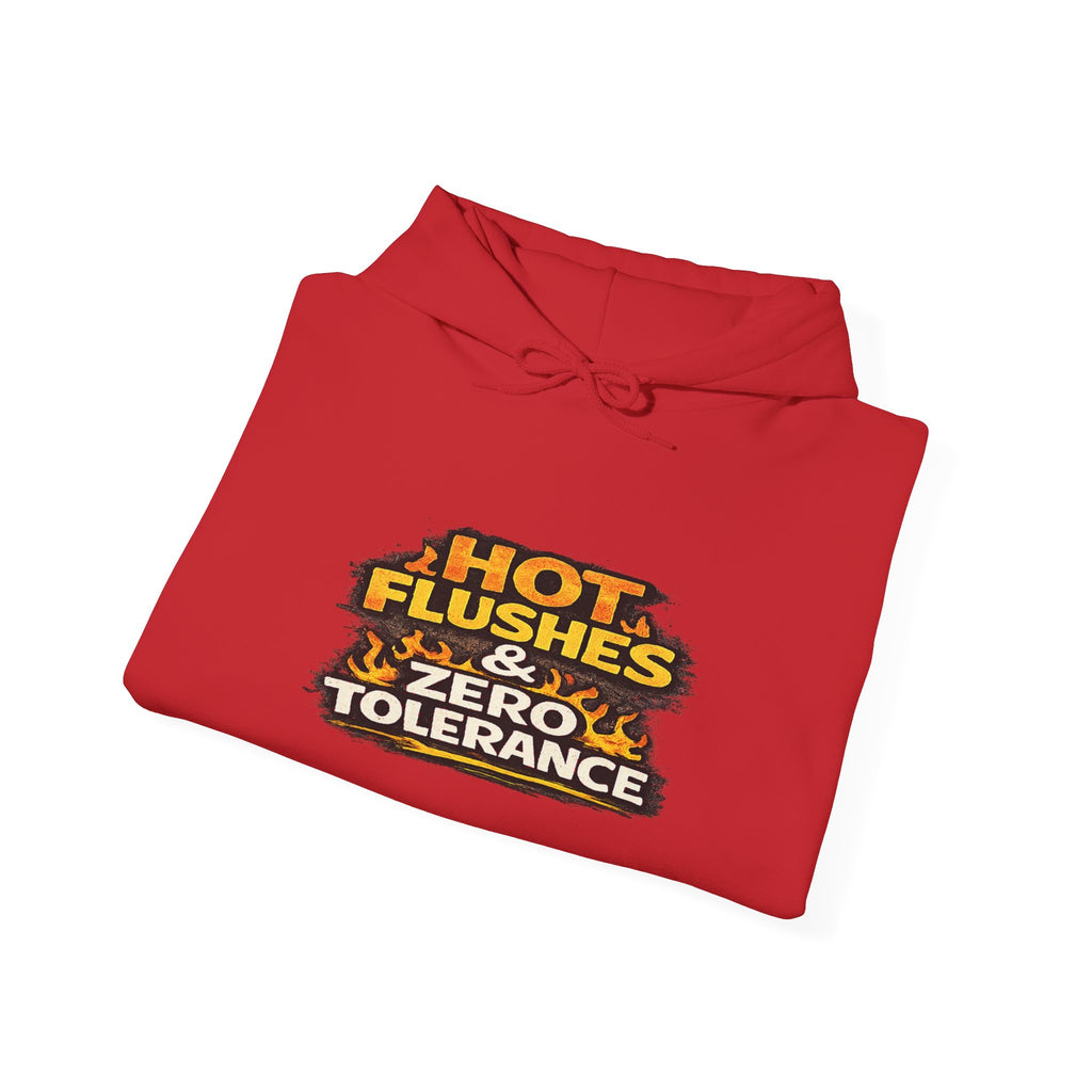 Hoodie - "Hot Flashes & Zero Tolerance" Retro Graphic Women’s Men’s Menopause Humor Pullover