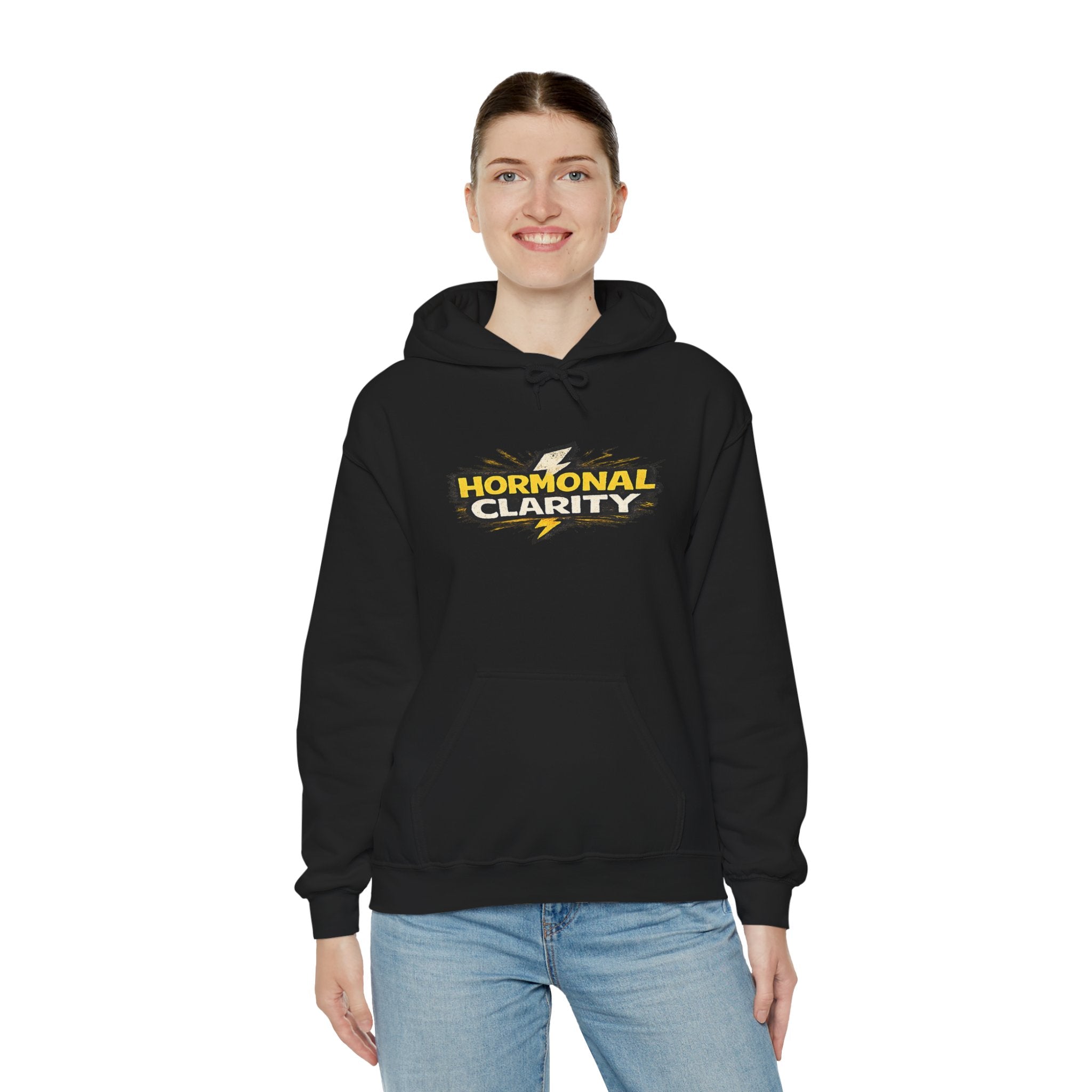 Hormonal Clarity Hoodie — Bold Lightning Graphic Women's Health Awareness Sweatshirt