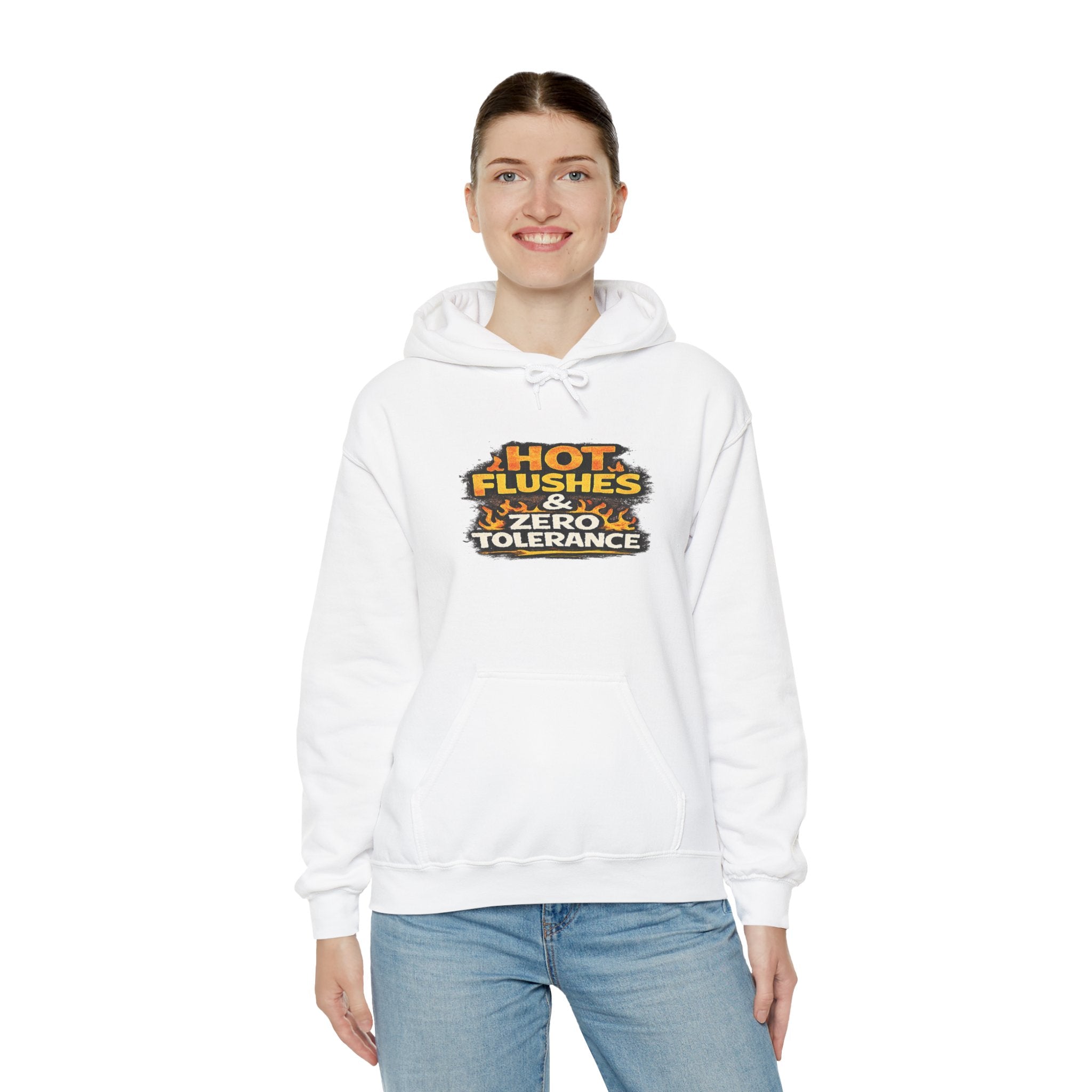 Hoodie - "Hot Flashes & Zero Tolerance" Retro Graphic Women’s Men’s Menopause Humor Pullover