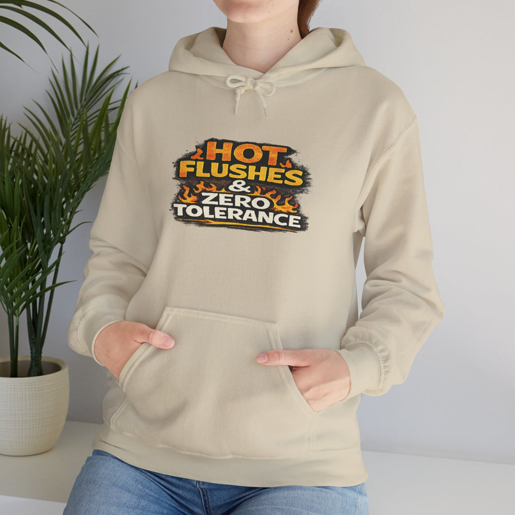 Hoodie - "Hot Flashes & Zero Tolerance" Retro Graphic Women’s Men’s Menopause Humor Pullover