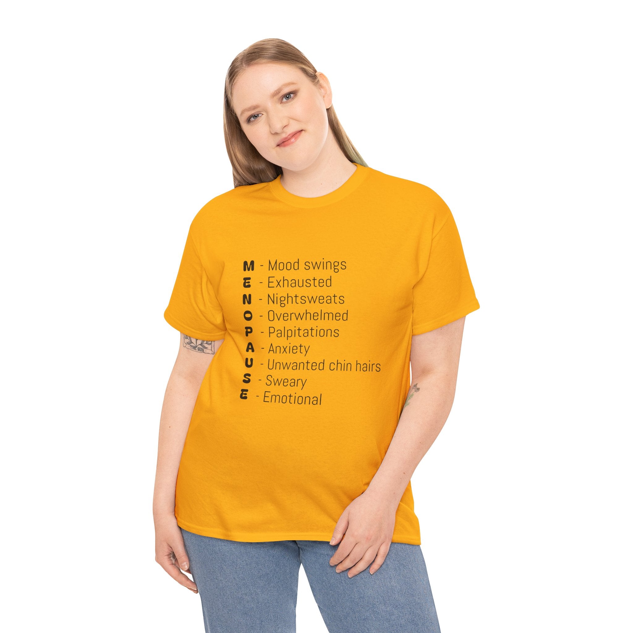 Menopause Symptoms List T-Shirt — Menopause Awareness Tee