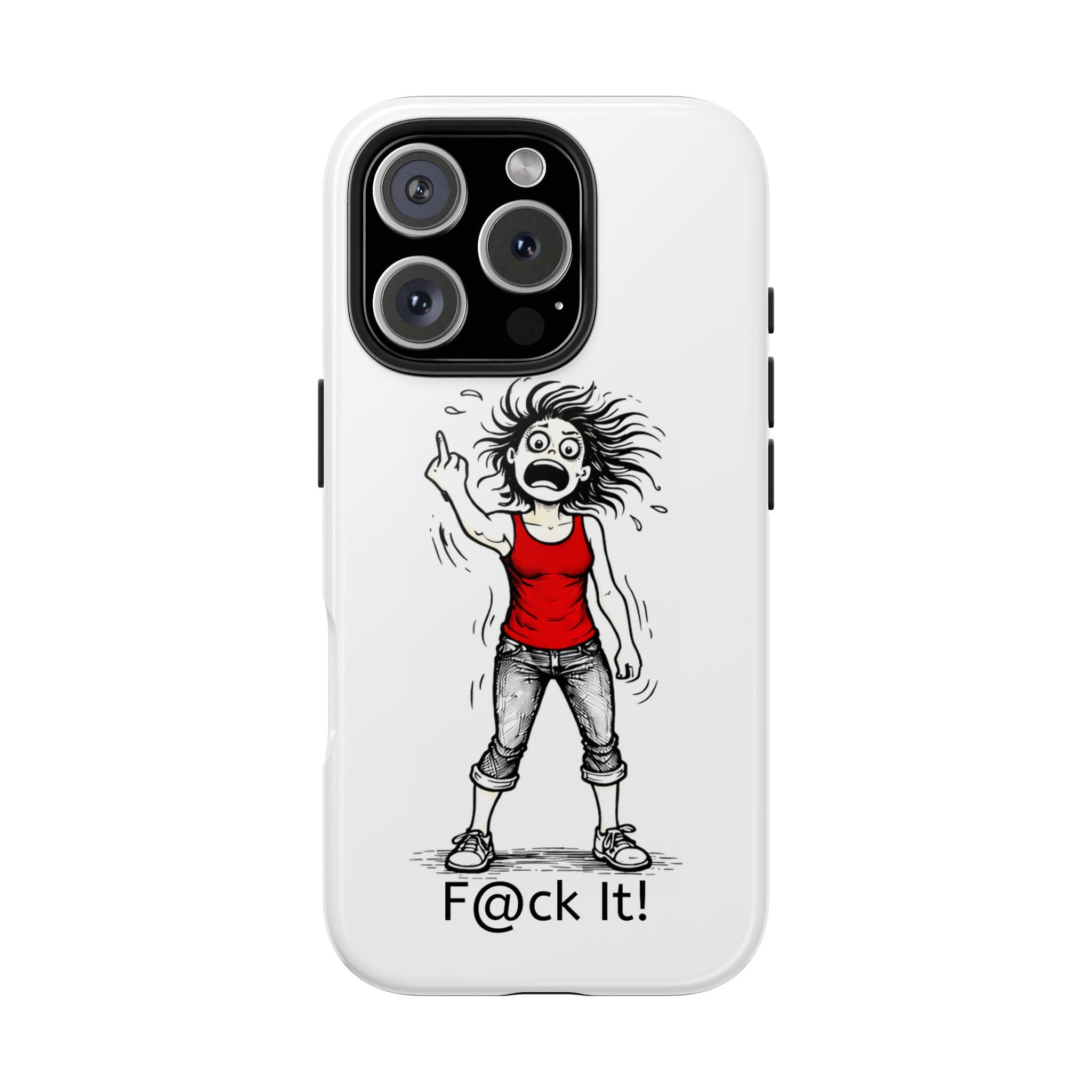 Phone Case — "F@ck It!" Menopausal Angst Cartoon Protective Cover