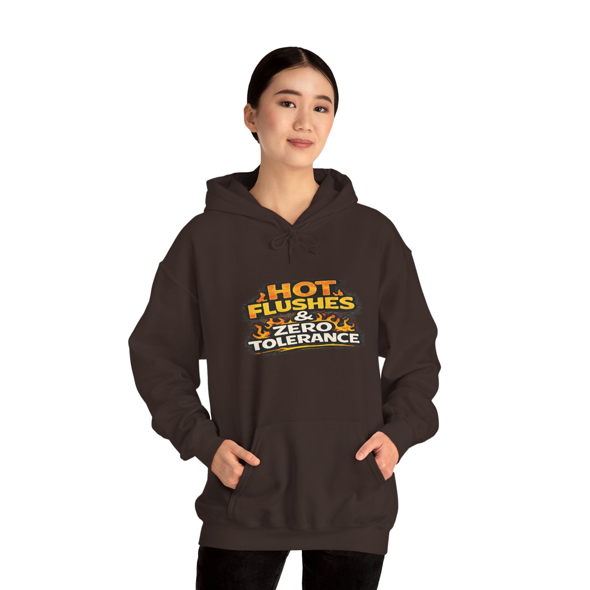 Hoodie - "Hot Flashes & Zero Tolerance" Retro Graphic Women’s Men’s Menopause Humor Pullover