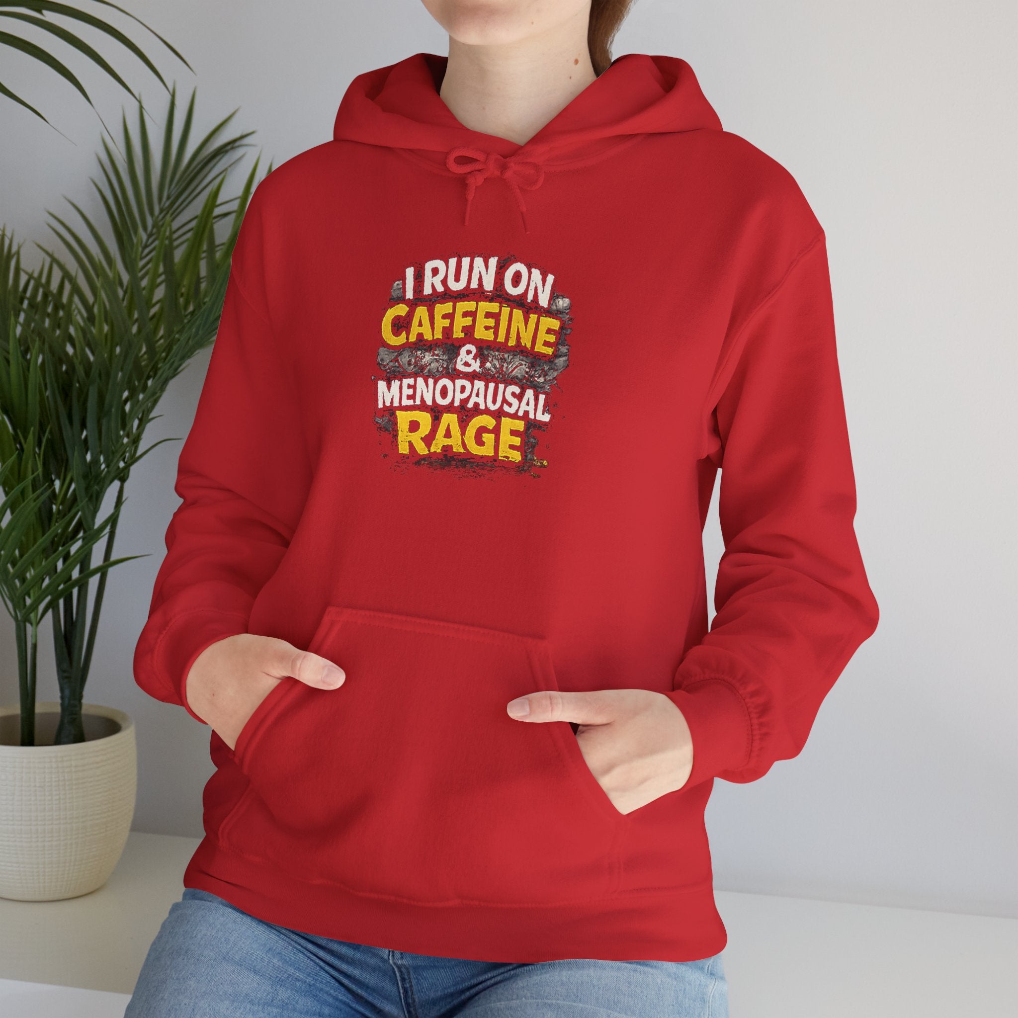 Menopause Hoodie — “I Run on Caffeine & Menopausal Rage” Funny Sweatshirt