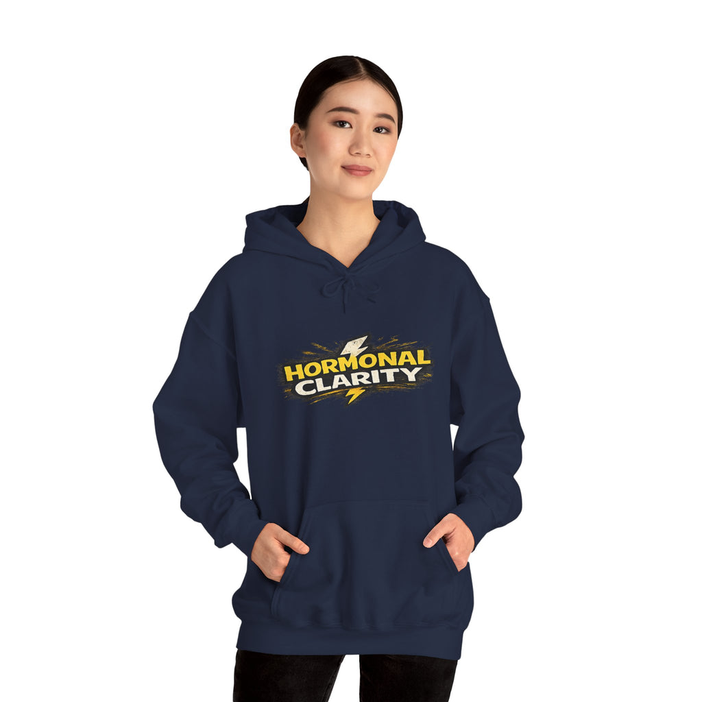 Hormonal Clarity Hoodie — Bold Lightning Graphic Women's Health Awareness Sweatshirt