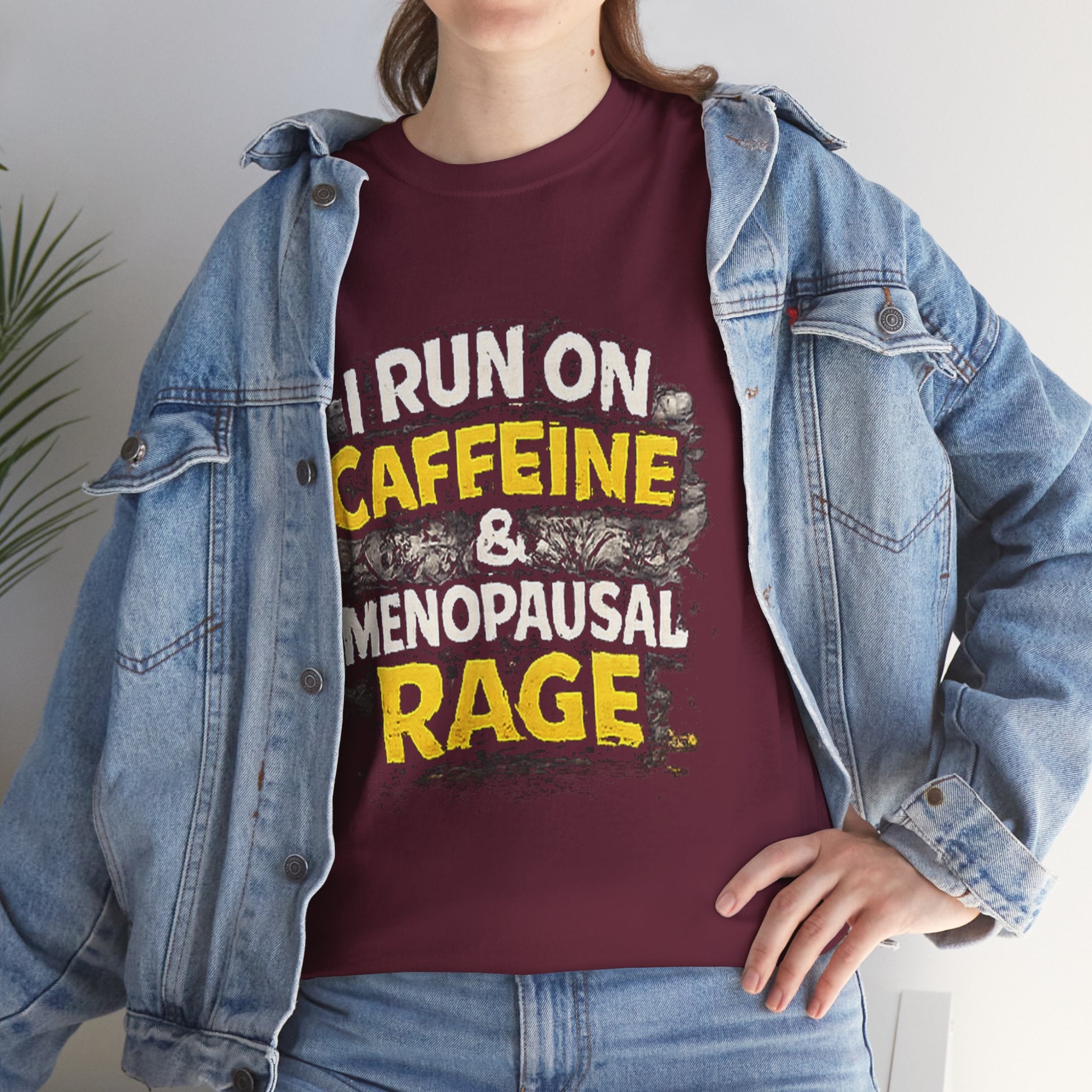 Menopause Tee — “I Run on Caffeine & Menopausal Rage” Funny Graphic T-Shirt