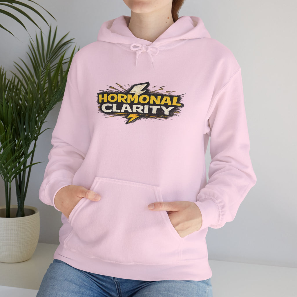 Hormonal Clarity Hoodie — Bold Lightning Graphic Women's Health Awareness Sweatshirt