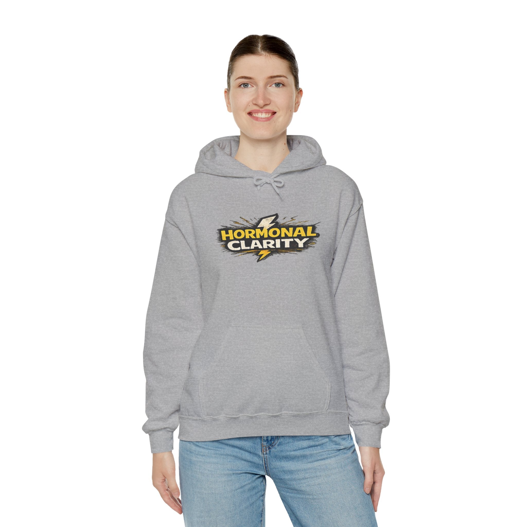 Hormonal Clarity Hoodie — Bold Lightning Graphic Women's Health Awareness Sweatshirt