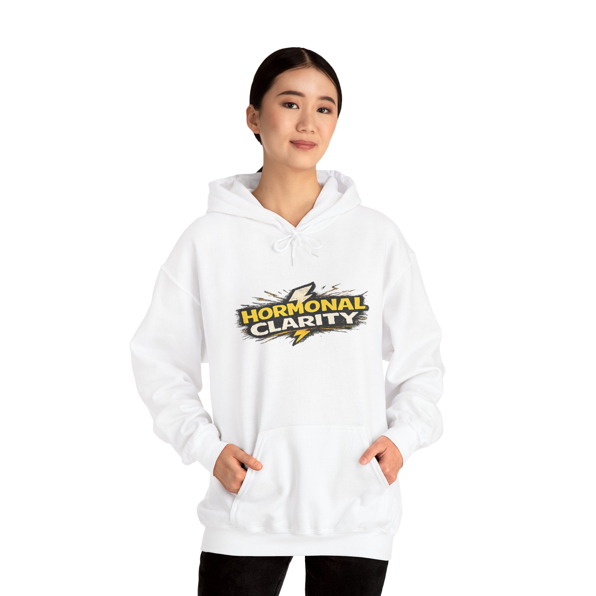 Hormonal Clarity Hoodie — Bold Lightning Graphic Women's Health Awareness Sweatshirt