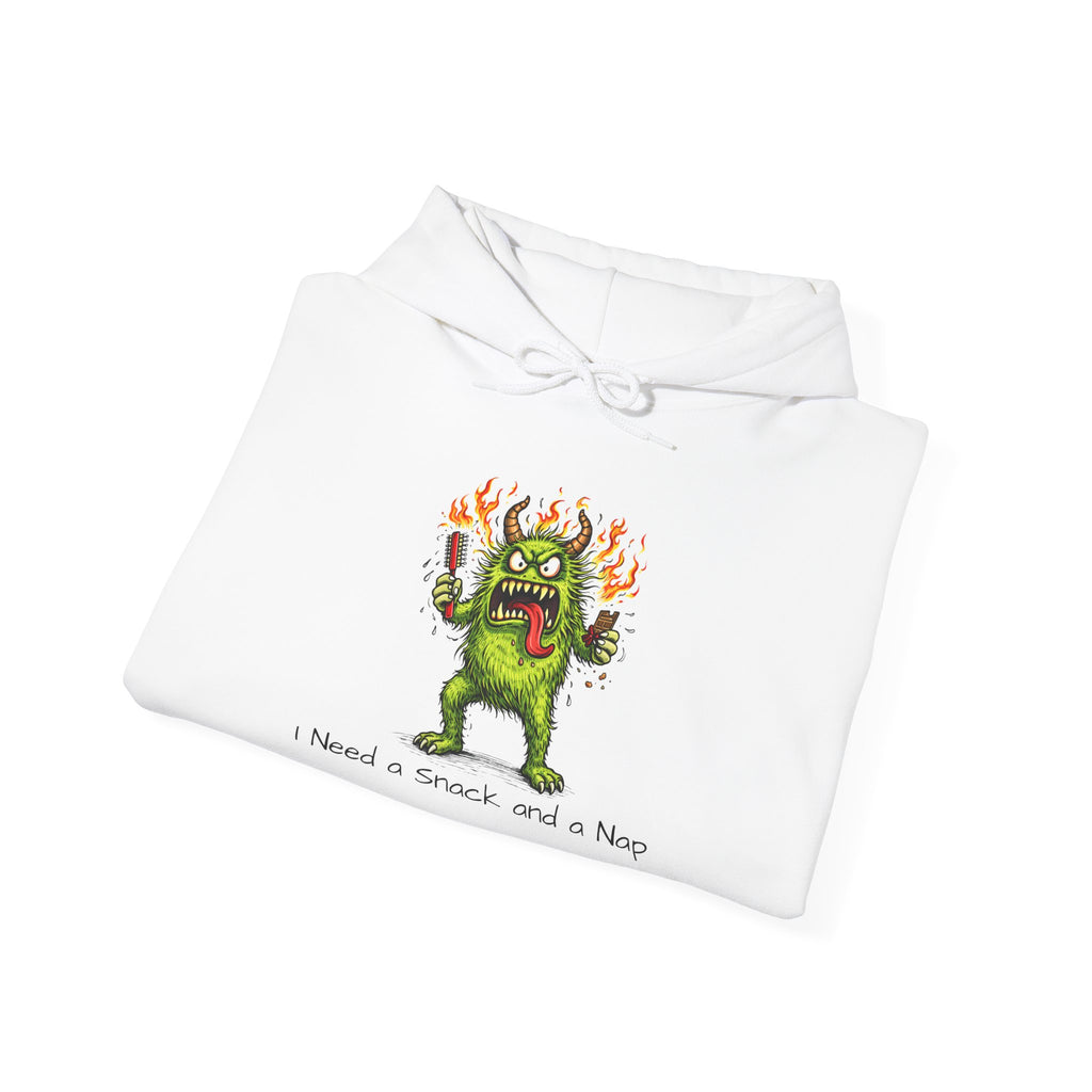 Hoodie - Meno Monster 'I Need a Snack and a Nap' Funny Monster Hoodie (Back: 'Not a Drama Queen, Just Menopausal')