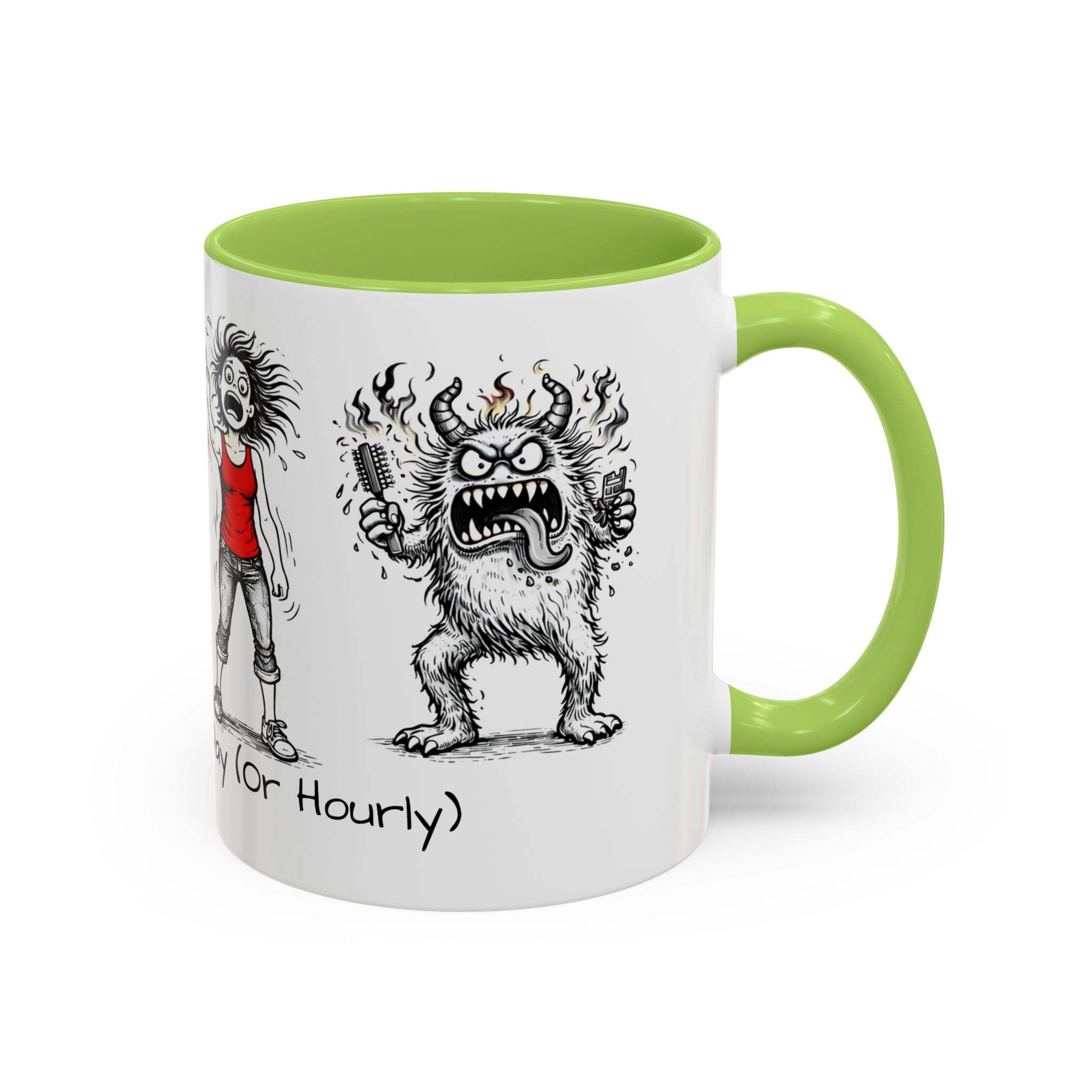 Coffee Mug — "Mood Varies By Day (Or Hourly)" Illustrated Sarcastic Cartoon USA/CAN