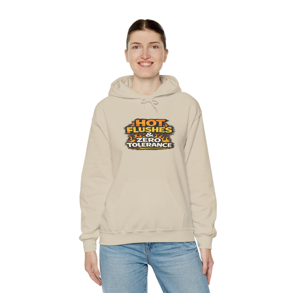 Hoodie - "Hot Flashes & Zero Tolerance" Retro Graphic Women’s Men’s Menopause Humor Pullover