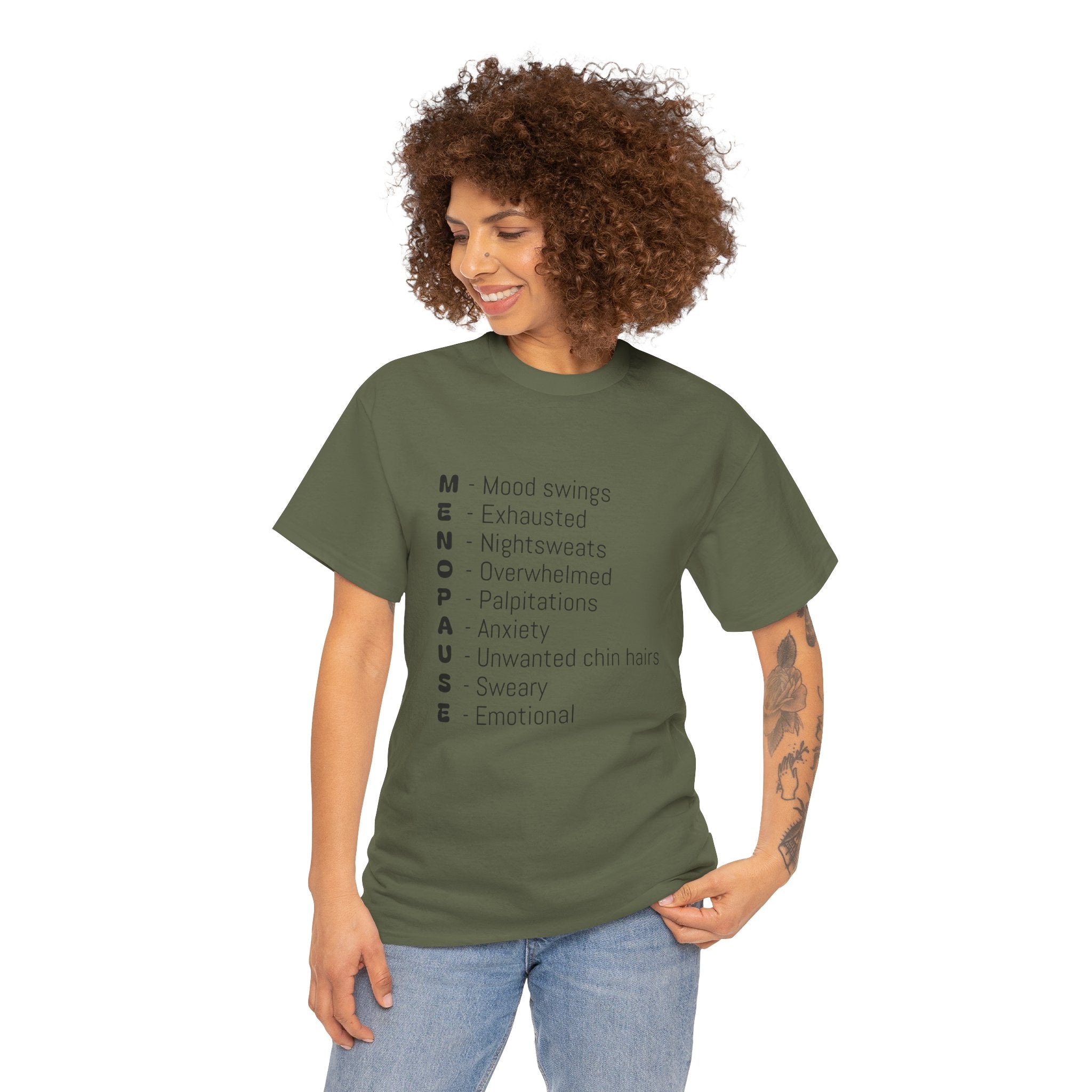 Menopause Symptoms List T-Shirt — Menopause Awareness Tee