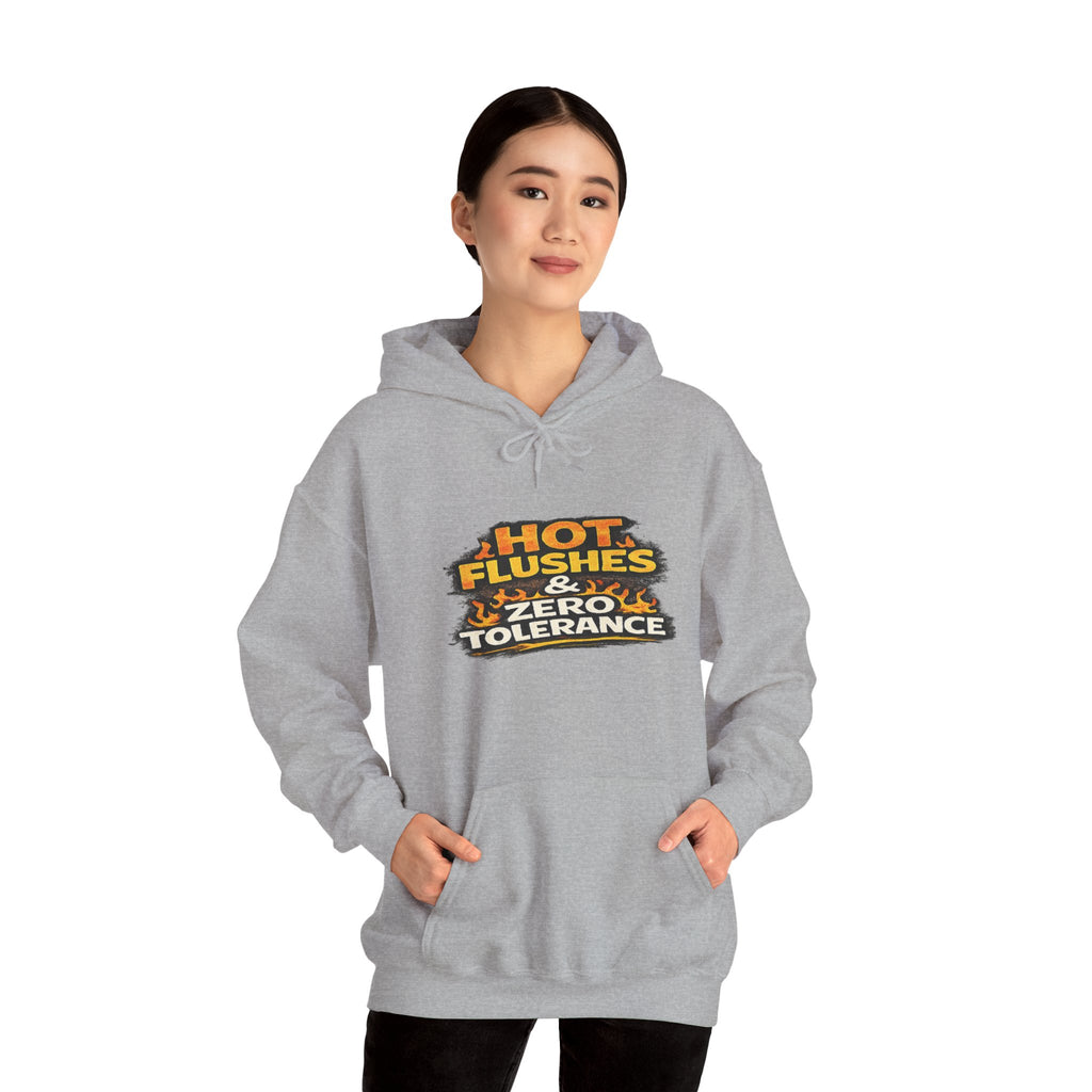 Hoodie - "Hot Flashes & Zero Tolerance" Retro Graphic Women’s Men’s Menopause Humor Pullover
