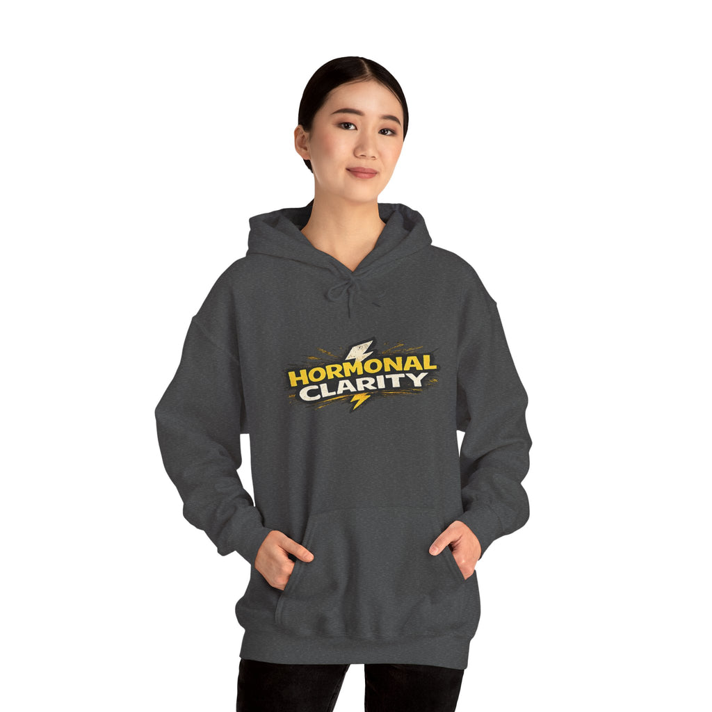Hormonal Clarity Hoodie — Bold Lightning Graphic Women's Health Awareness Sweatshirt