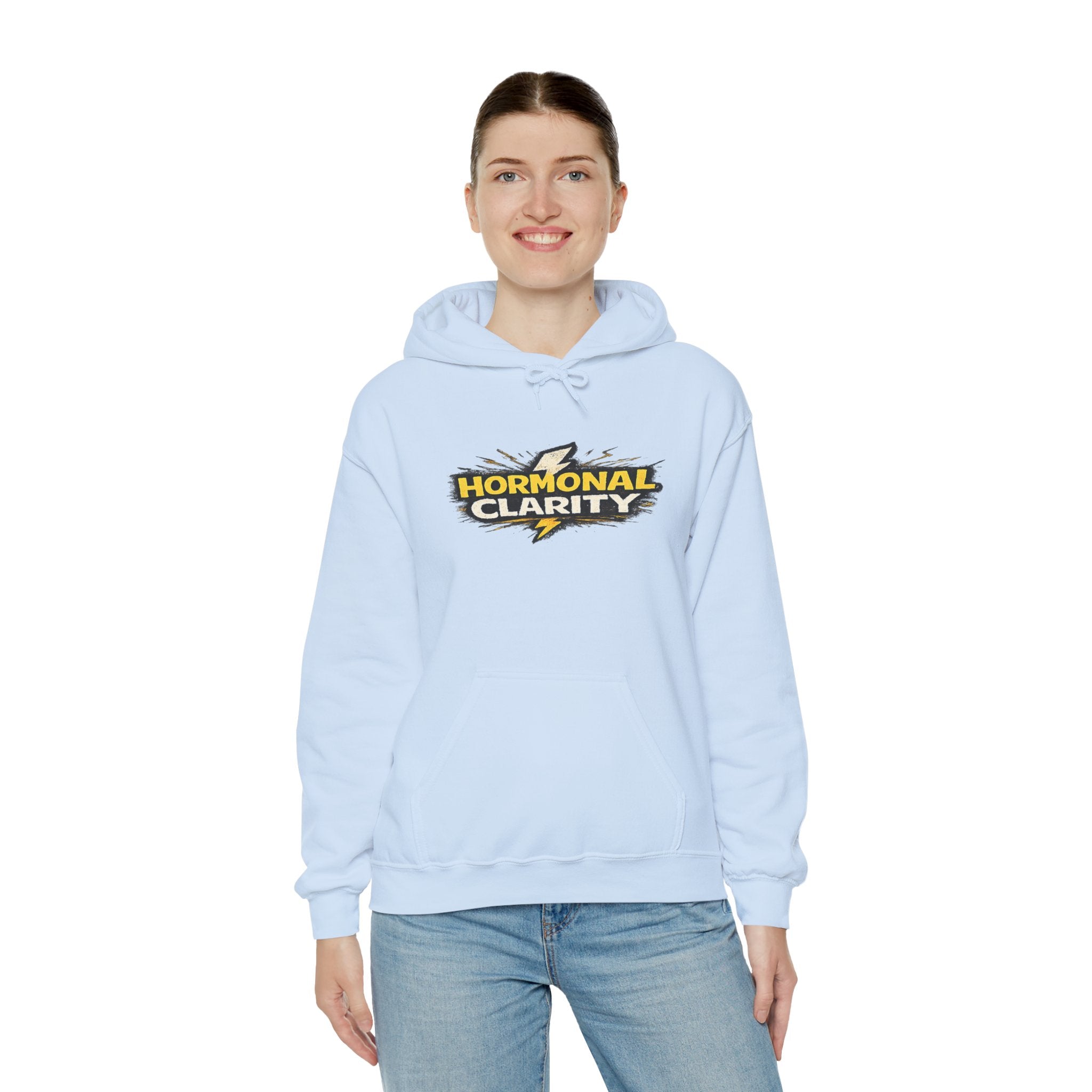 Hormonal Clarity Hoodie — Bold Lightning Graphic Women's Health Awareness Sweatshirt