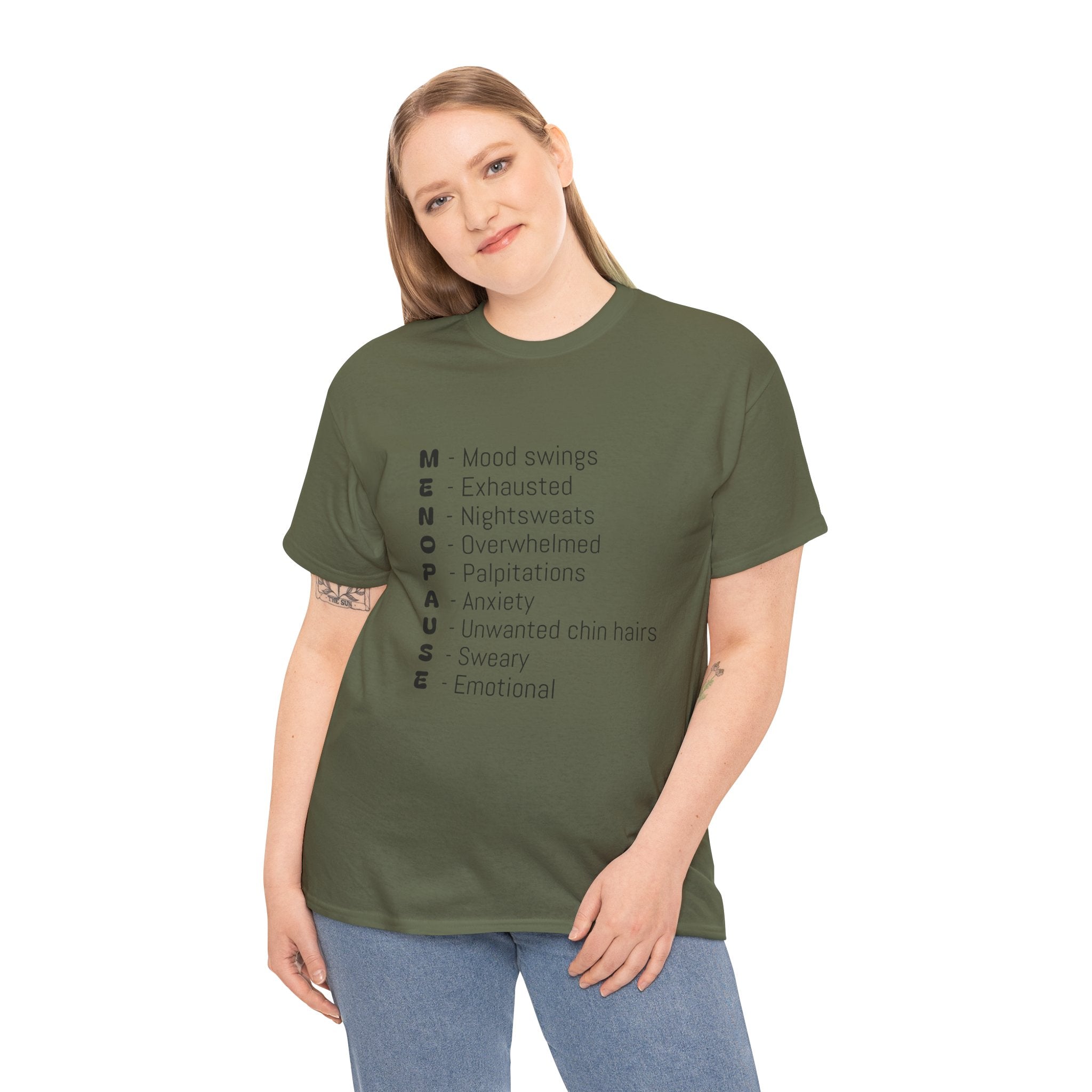 Menopause Symptoms List T-Shirt — Menopause Awareness Tee