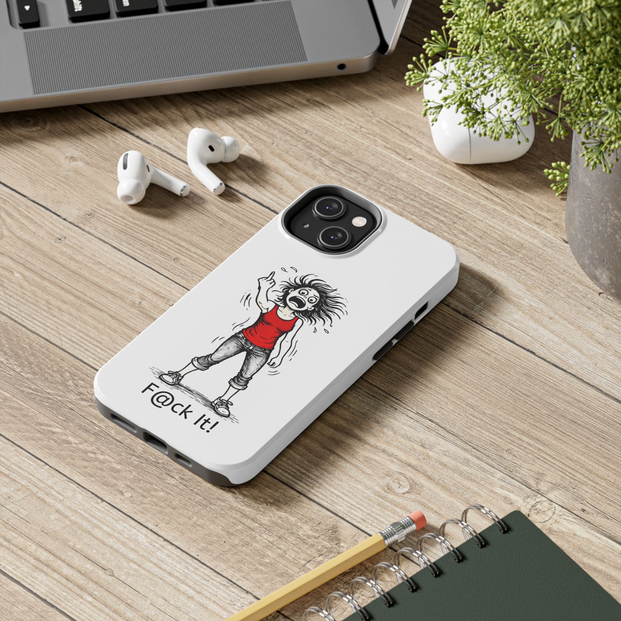 Phone Case — "F@ck It!" Menopausal Angst Cartoon Protective Cover