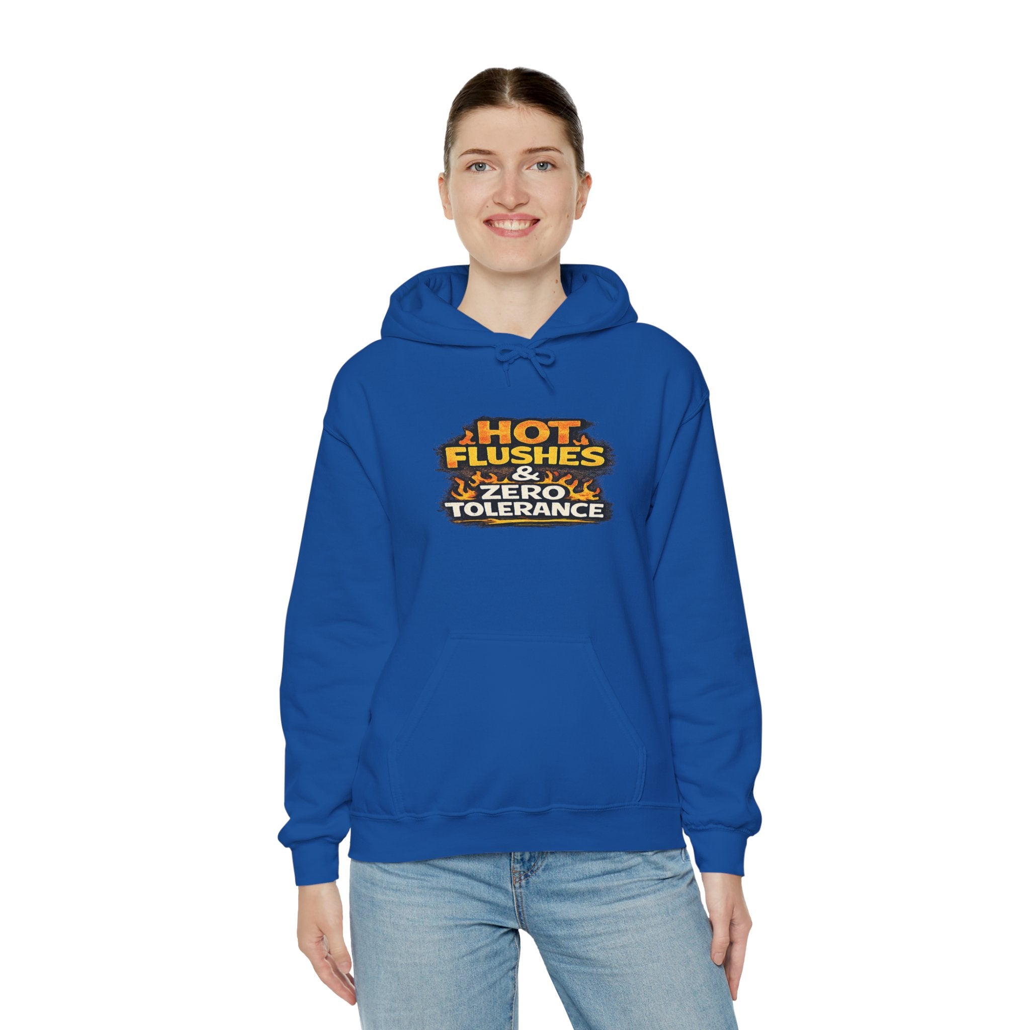 Hoodie - "Hot Flashes & Zero Tolerance" Retro Graphic Women’s Men’s Menopause Humor Pullover