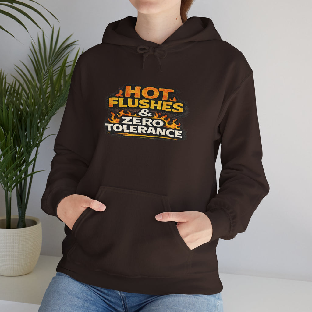 Hoodie - "Hot Flashes & Zero Tolerance" Retro Graphic Women’s Men’s Menopause Humor Pullover