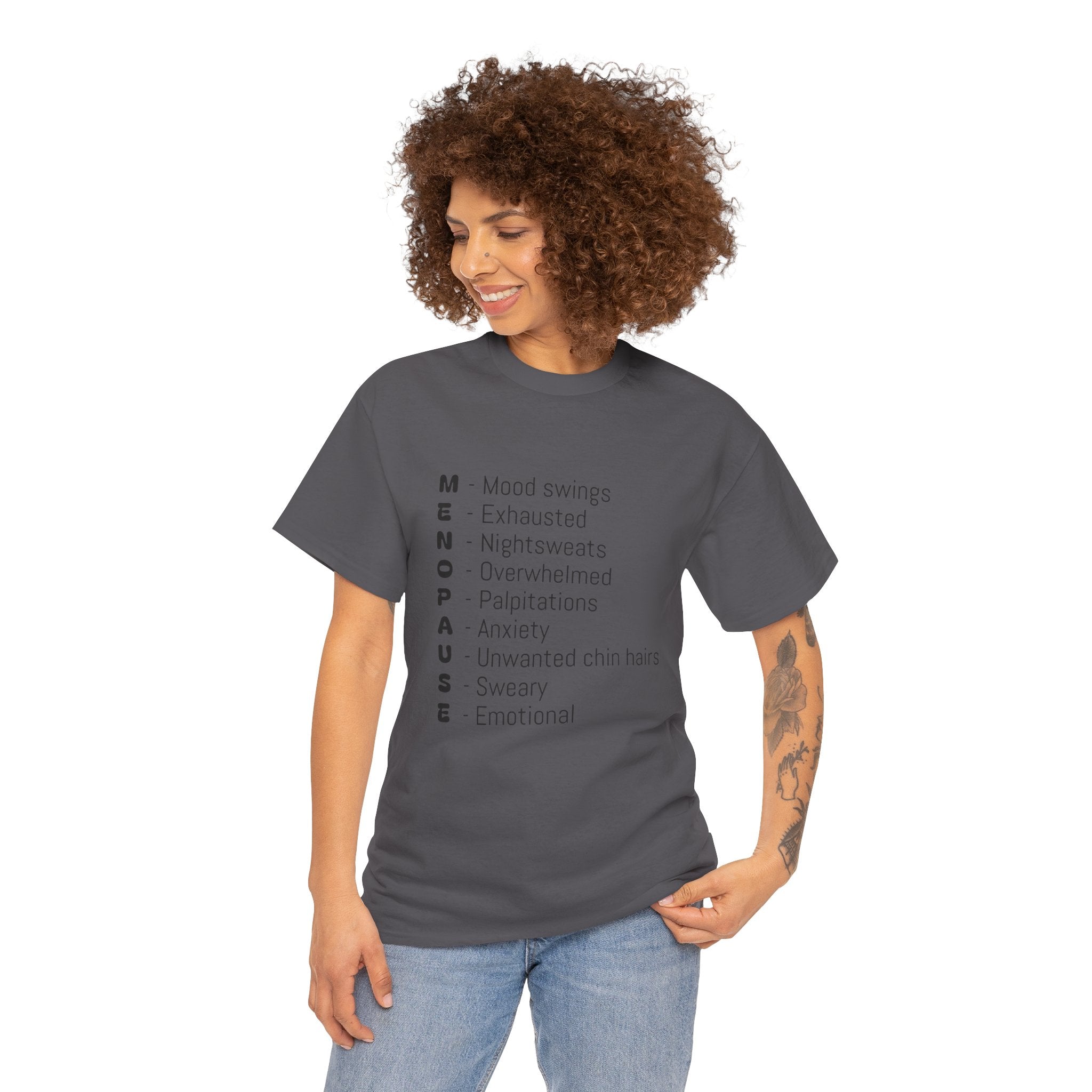 Menopause Symptoms List T-Shirt — Menopause Awareness Tee