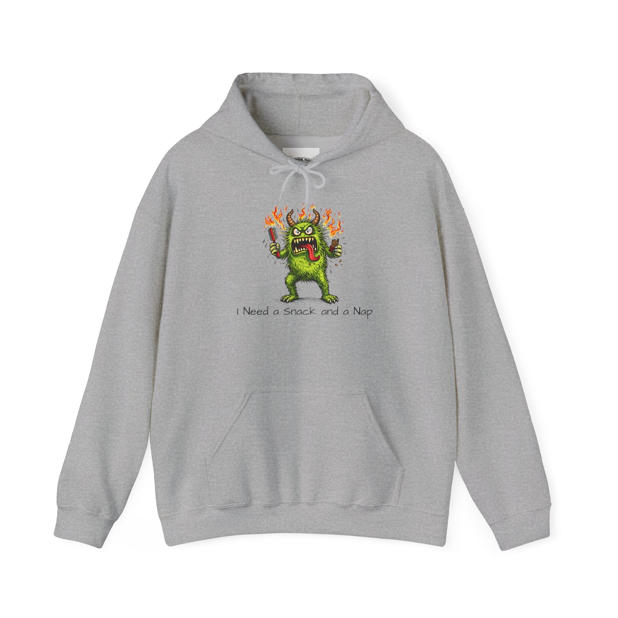 Hoodie - Meno Monster 'I Need a Snack and a Nap' Funny Monster Hoodie (Back: 'Not a Drama Queen, Just Menopausal')