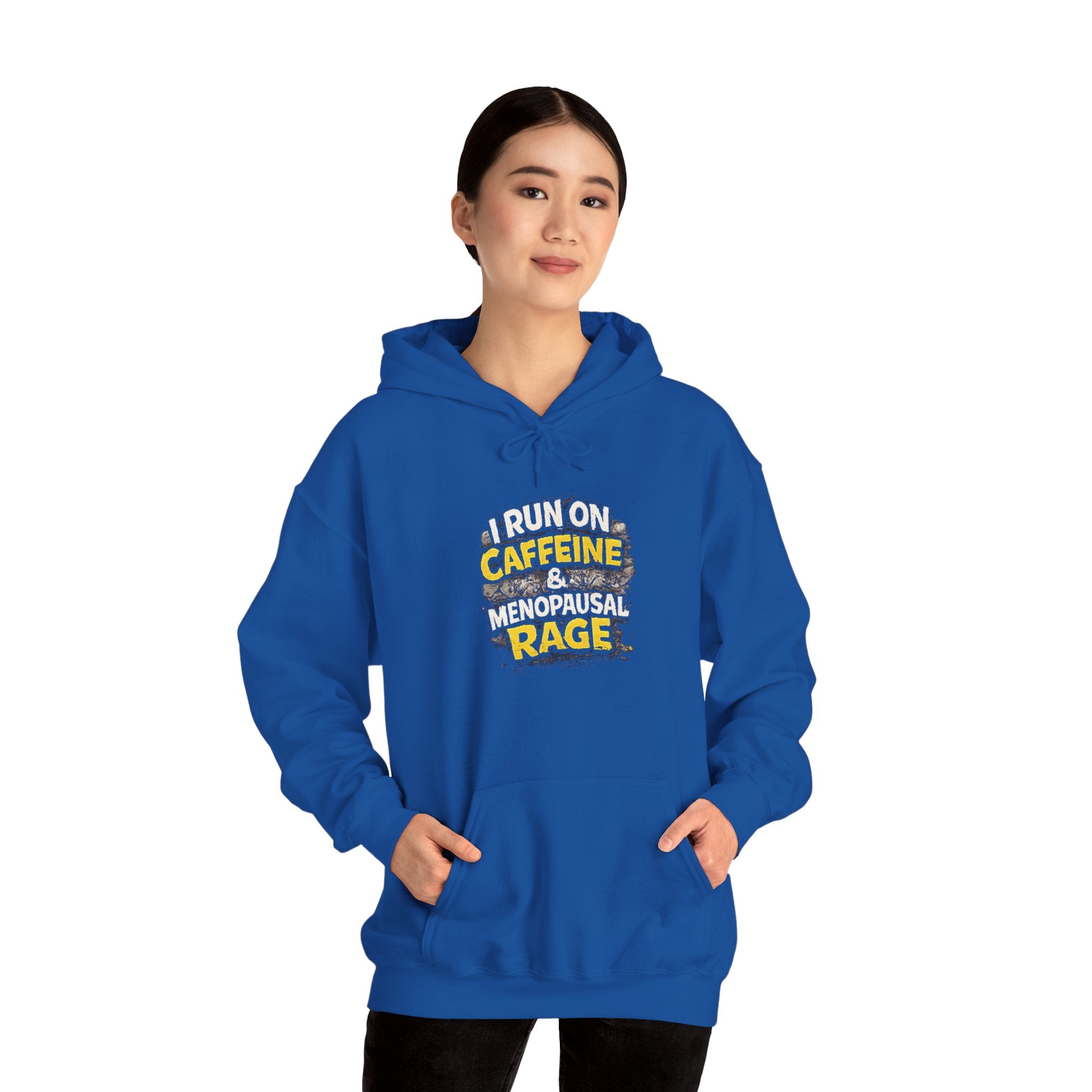 Menopause Hoodie — “I Run on Caffeine & Menopausal Rage” Funny Sweatshirt