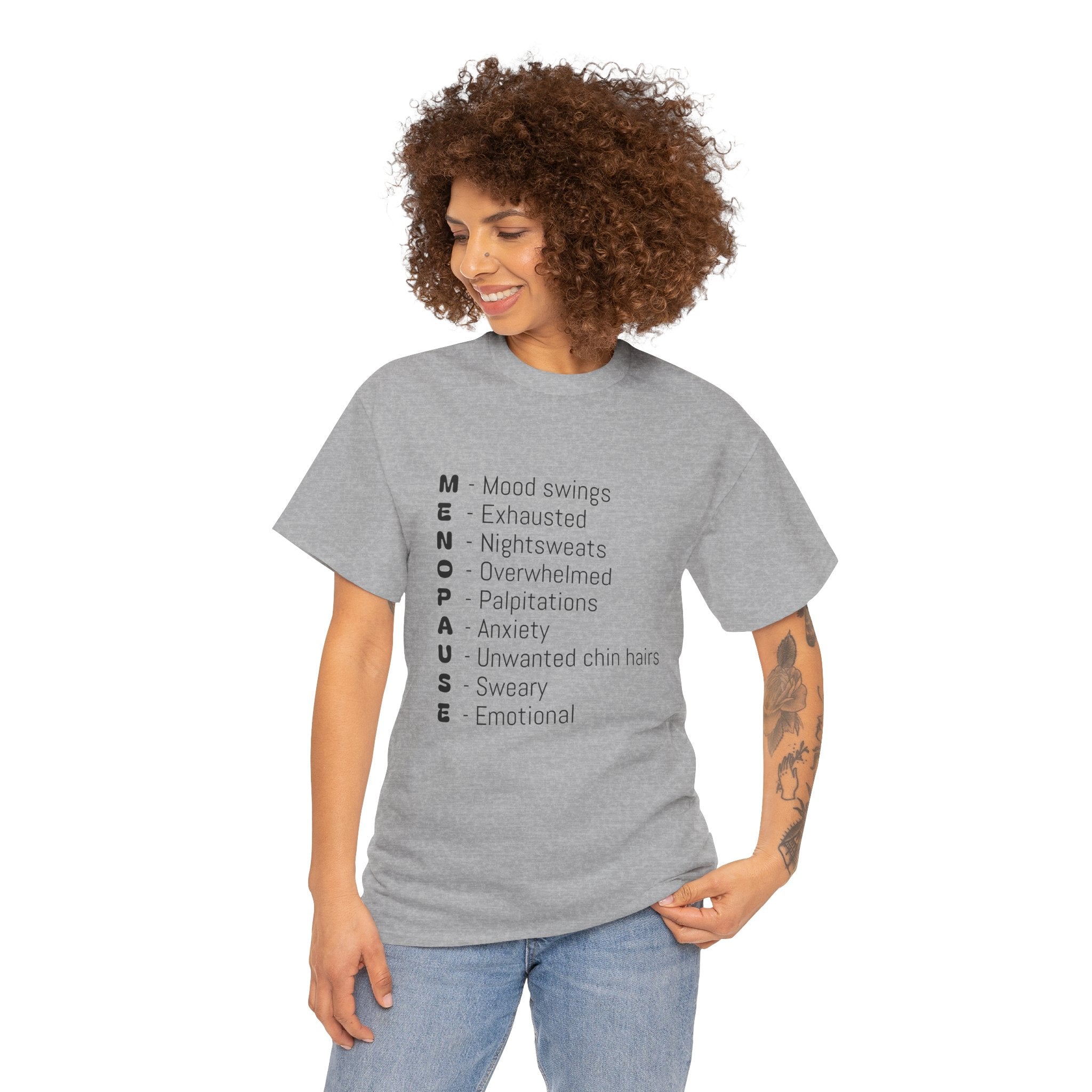 Menopause Symptoms List T-Shirt — Menopause Awareness Tee